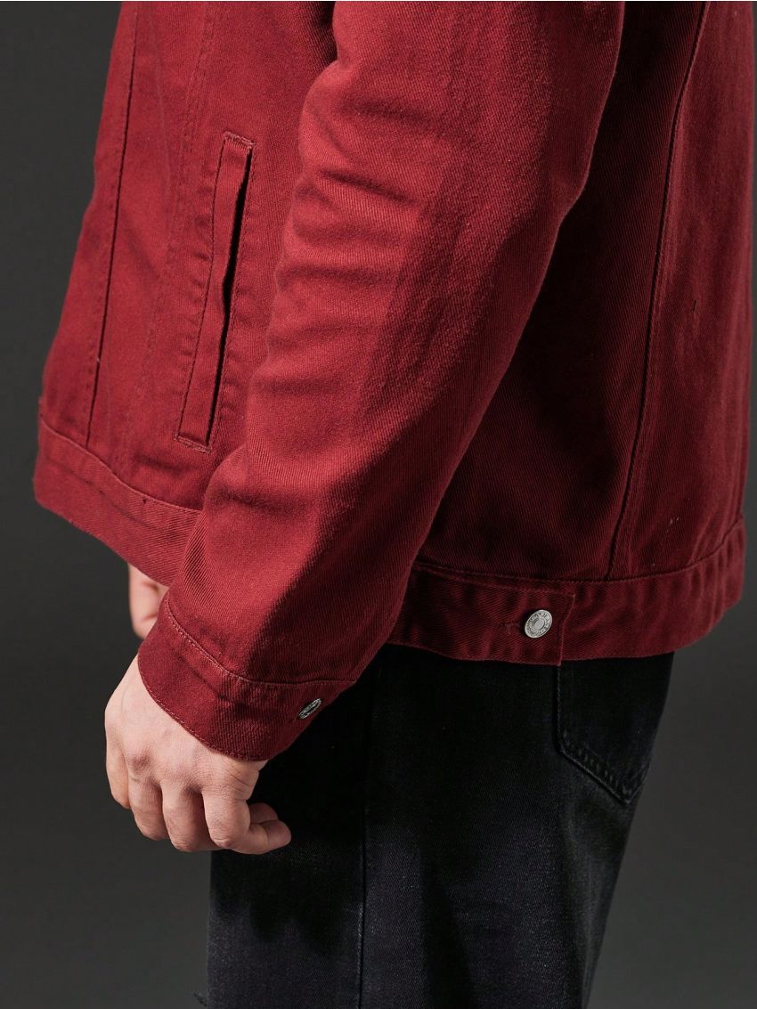 Men Plus Flap Detail Denim Jacket