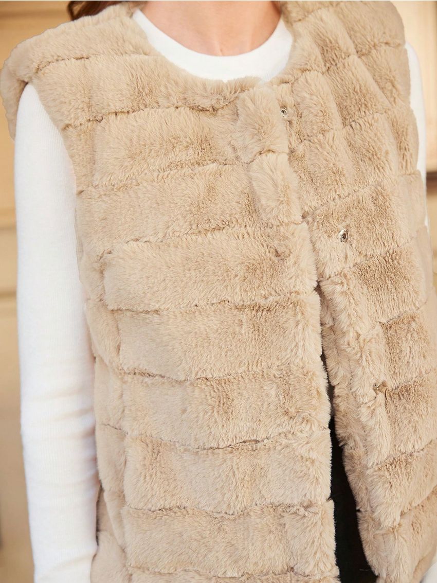 SHEIN Open Front Vest Fuzzy Coat