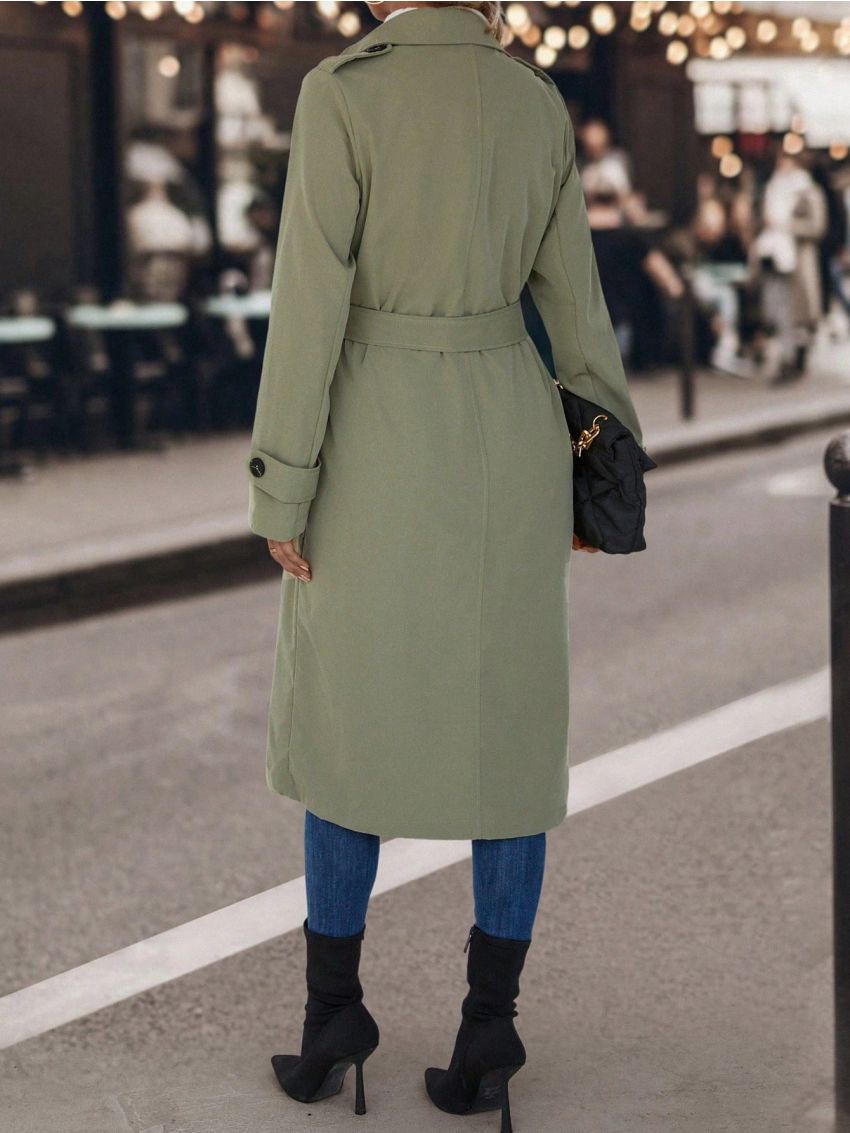Double Breasted Slant Pocket Trench Coat