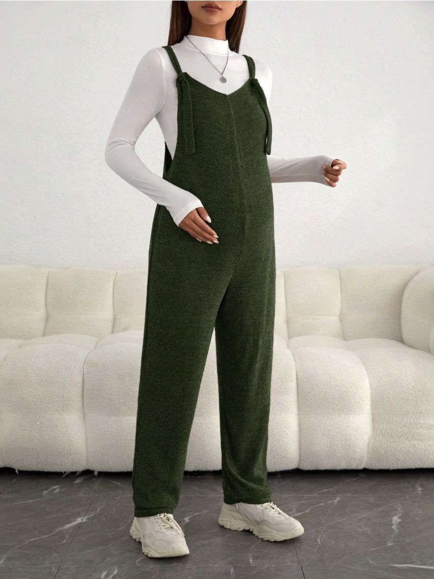 SHEIN Maternity Solid Overall Jumpsuit Without Tee