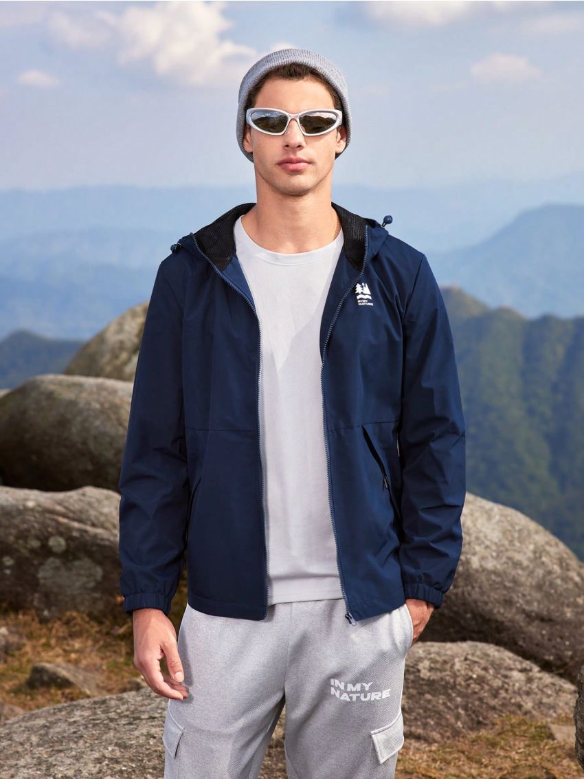 In My Nature Men's Hooded Soft Shell Jacket With Small Print