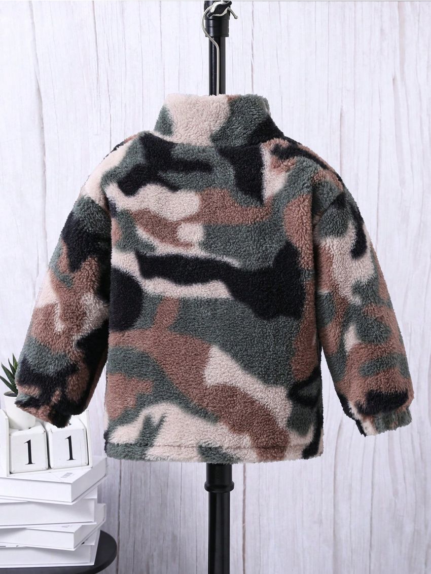 SHEIN Toddler Boys' Camouflage Zip-up Jacket