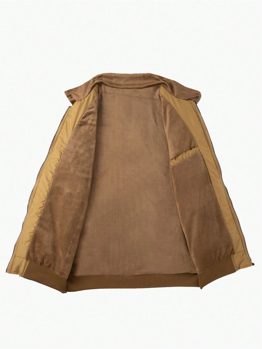 Manfinity Homme Men's Zip Front Fleece Jacket With Letter Embroidery