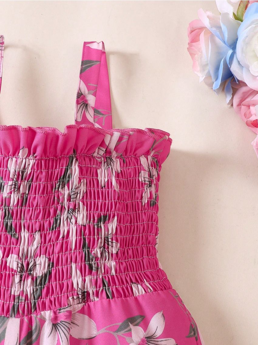 SHEIN Kids SUNSHNE Young Girl Floral Print Cami Jumpsuit