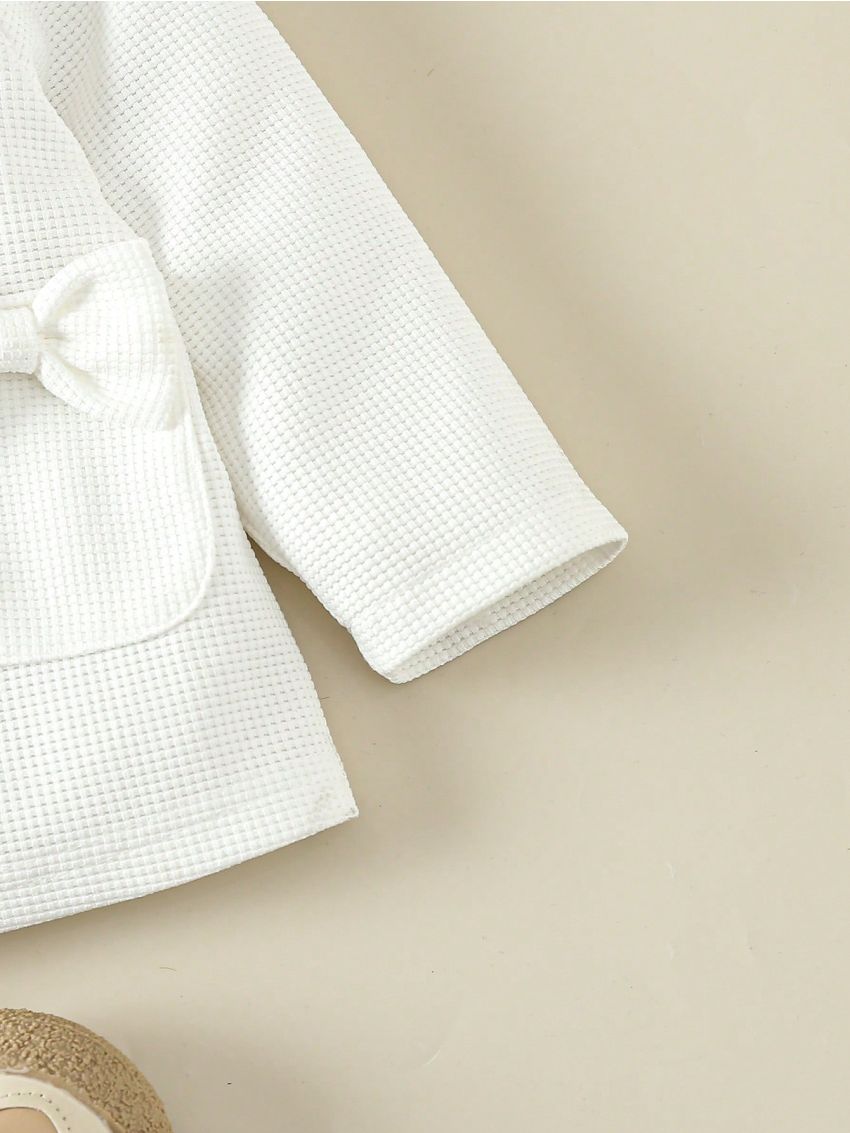 Baby Girls' Simple Comfortable Elegant Hooded Waffle Grid Coat For Autumn And Winter