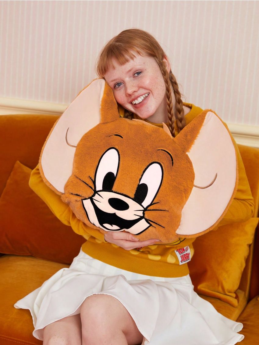 TOM & JERRY X SHEIN Cartoon Mouse Head Plush Pillow
