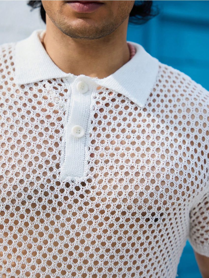 Men'S Knitted Short Sleeve Polo Shirt