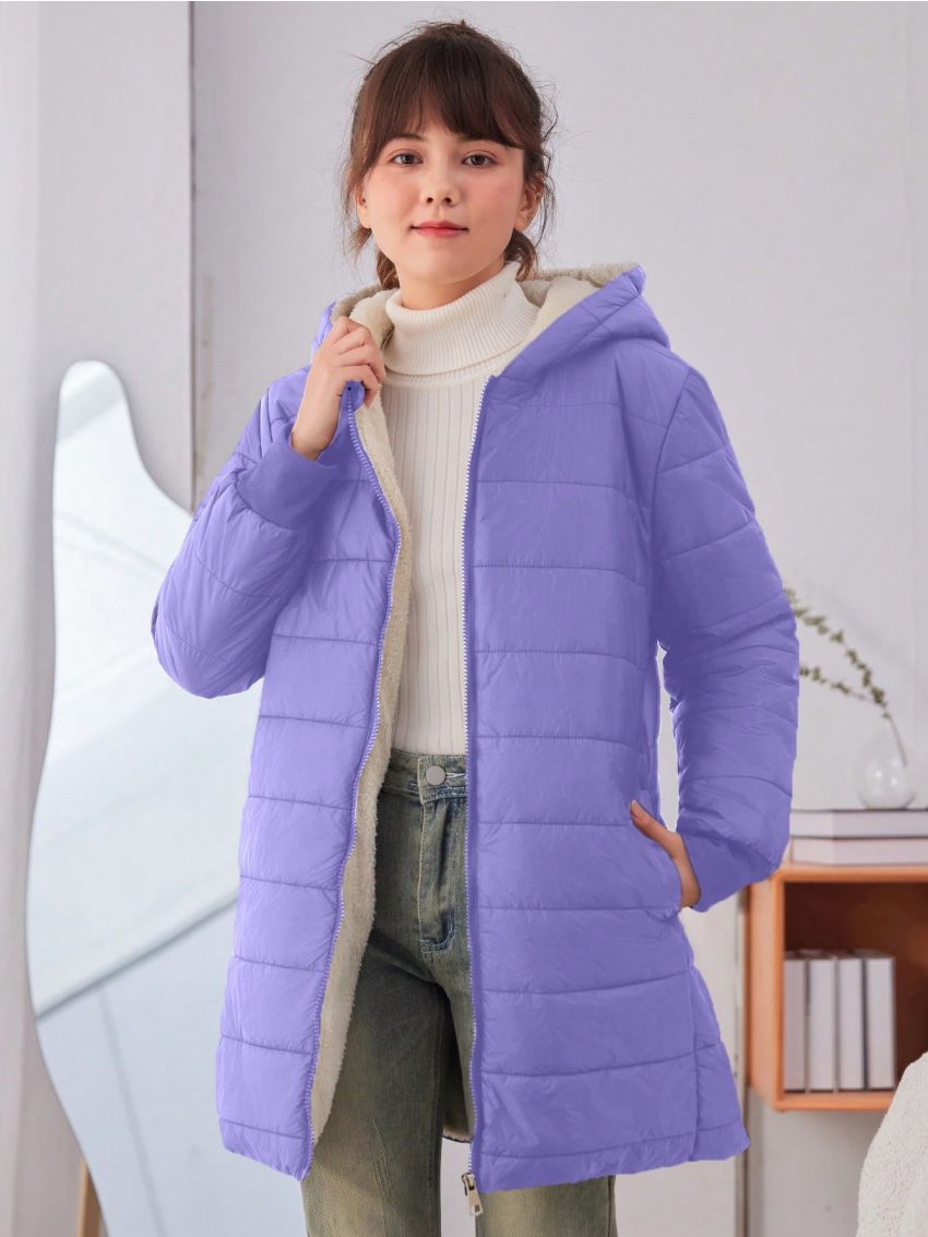 Teenage Girls' Casual Simple Urban Warm Plush Jacket -padded Clothes