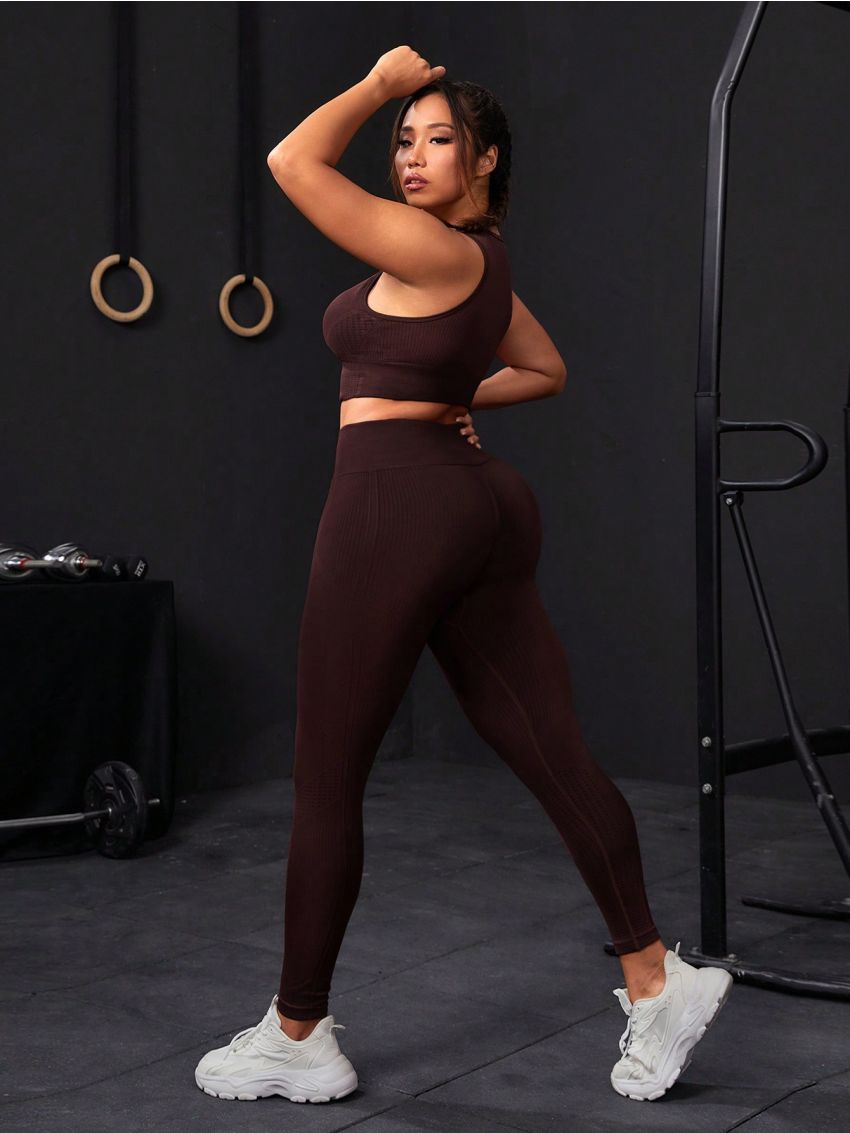 Yoga Basic Women'S Plus Size Solid Color Comfortable Stretchy Sportswear Set