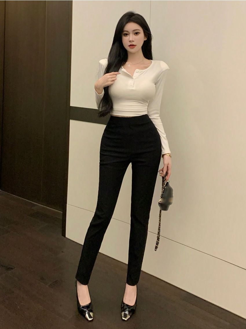 Dazy Designer Ladies' Solid Color Slim Fit Long Pants