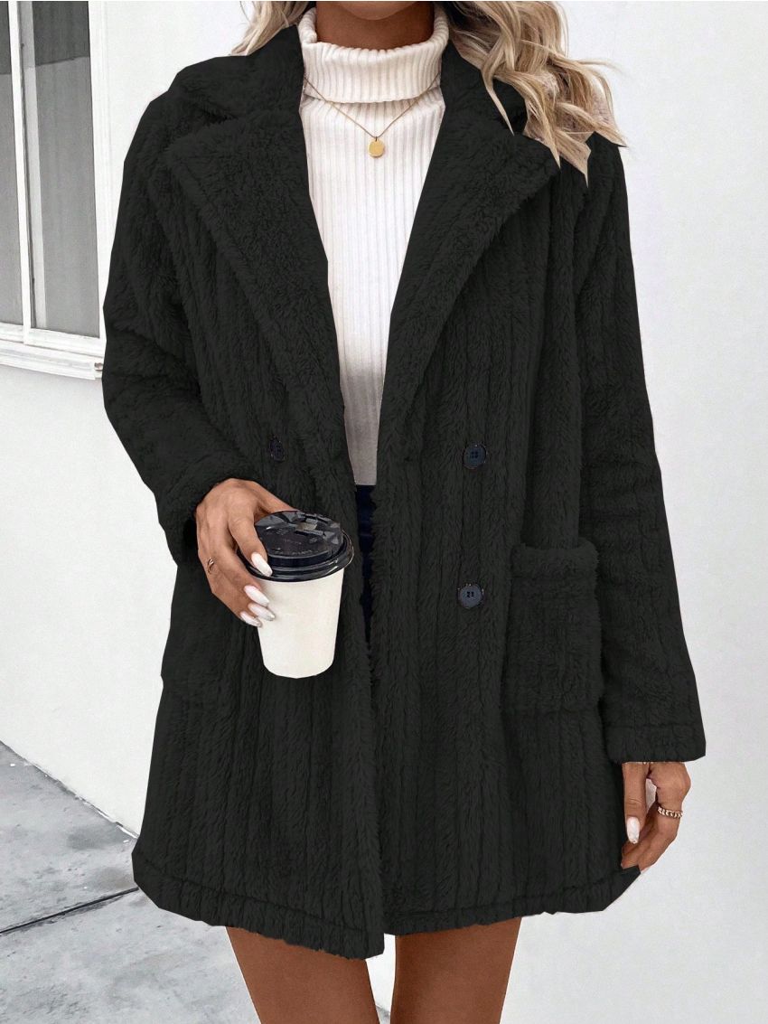 Women's Color Block Lapel Double-breasted Coat