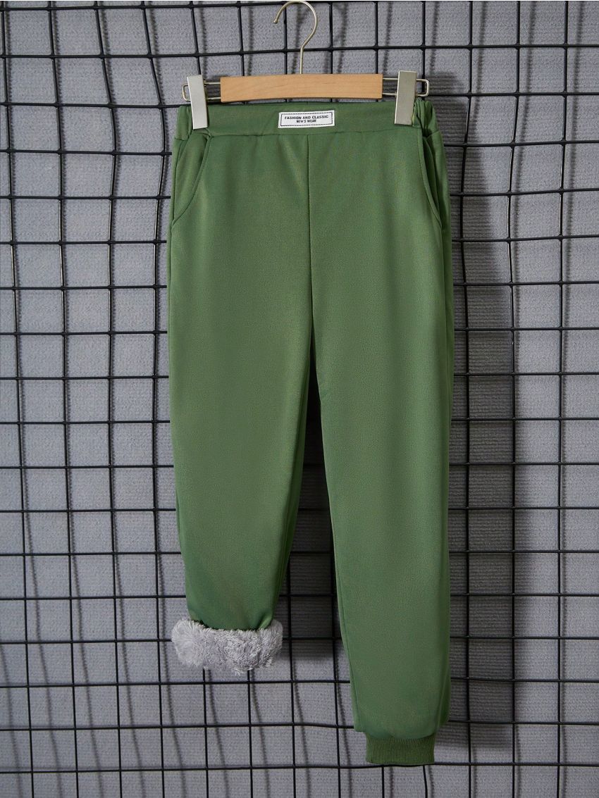Big Boys' Leisure Simple Style Warm Fleece-Lined Jogger Pants