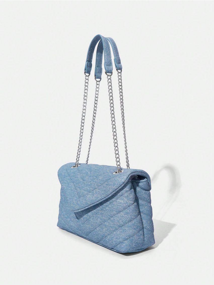 SHEIN BIZwear Square-shaped PU Leather Flap Bag