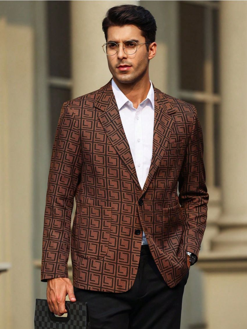 Men's Slim Fit All Over Print Suit Jacket
