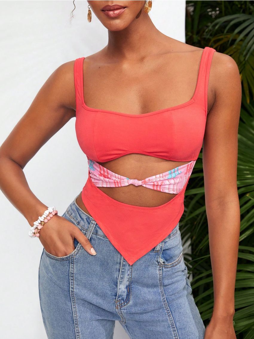 WANDERFUL Women's Fitted Sleeveless Cutout Top