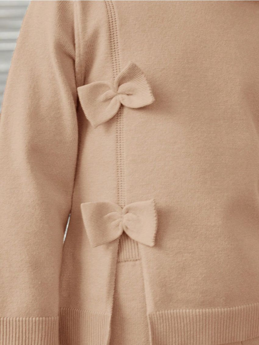 SHEIN Little Girl's Cute Long-Sleeved Bow Sweater Suit