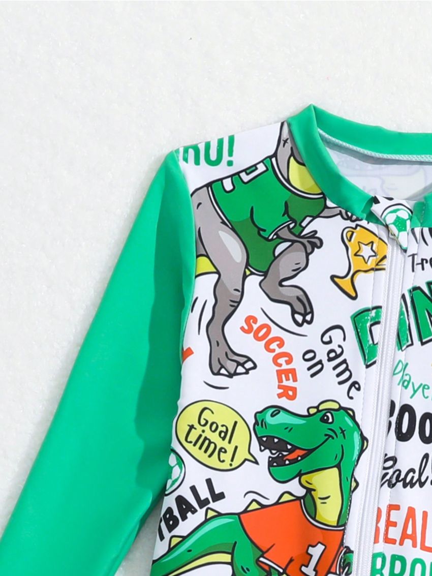 Infant Boys' Cartoon Dinosaur Long Sleeve One-Piece Swimsuit