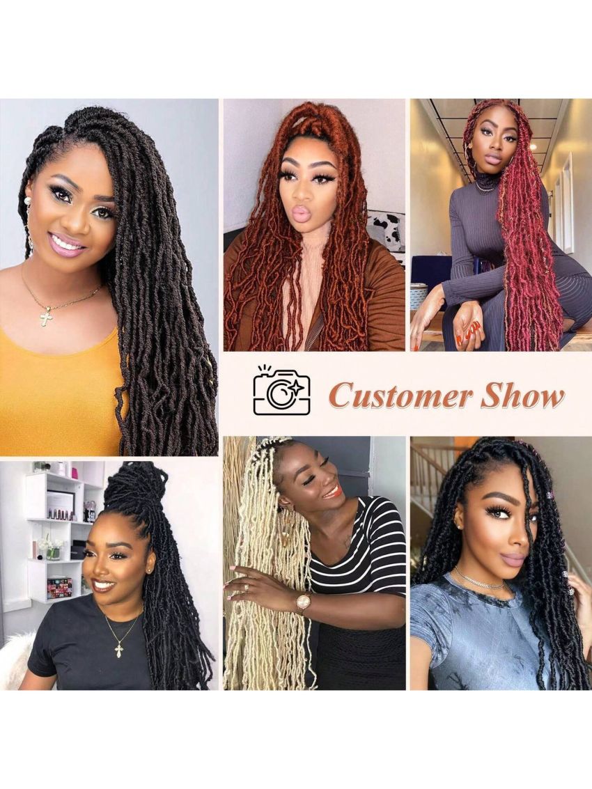 24 Inch 3 Packs Reddish Brown New Soft Locs Crochet Hair for , for Natural Butterfly Locks Style Crochet Hair, Black Curly and Pre -Looped Faux Locs Crochet Hair (24 Inch, 3Packs, Reddish Brown)