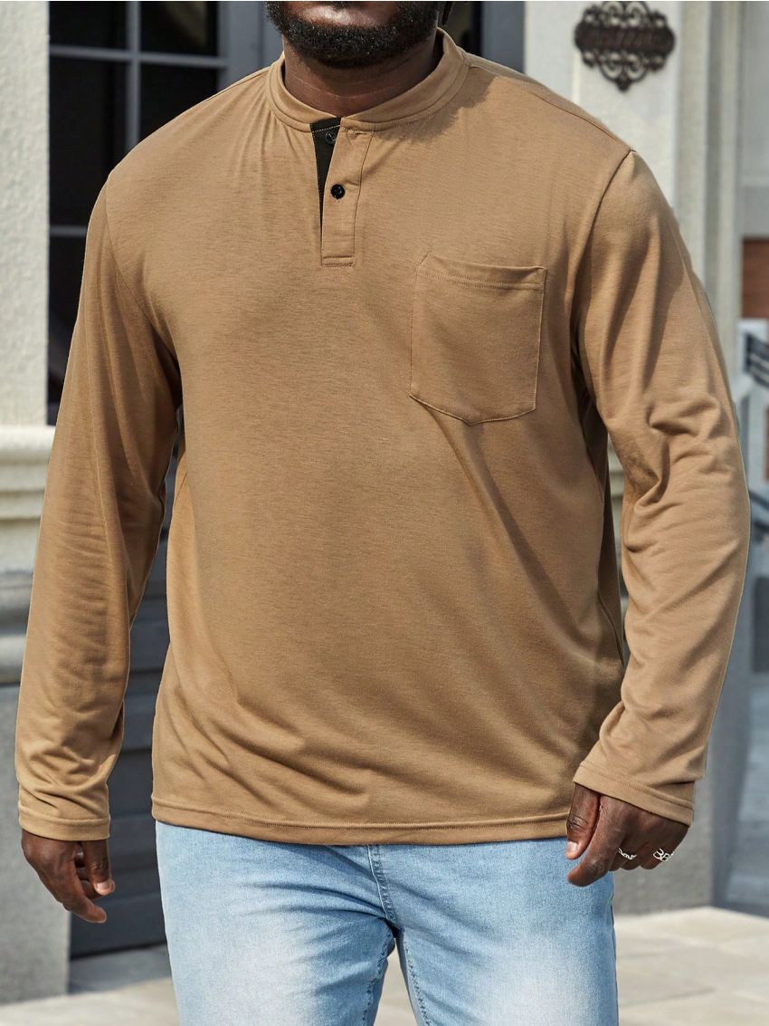 Men'S Plus Size Long Sleeve Polo Shirt