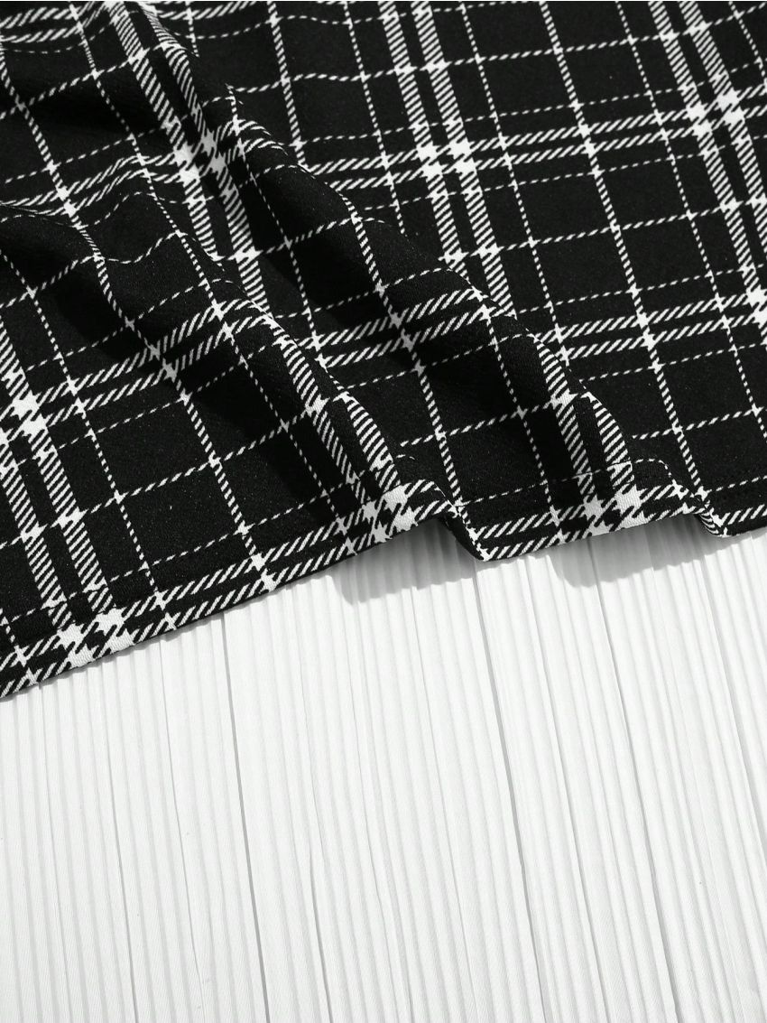 SHEIN Qutie Plus Solid Tee & Plaid Cami Dress