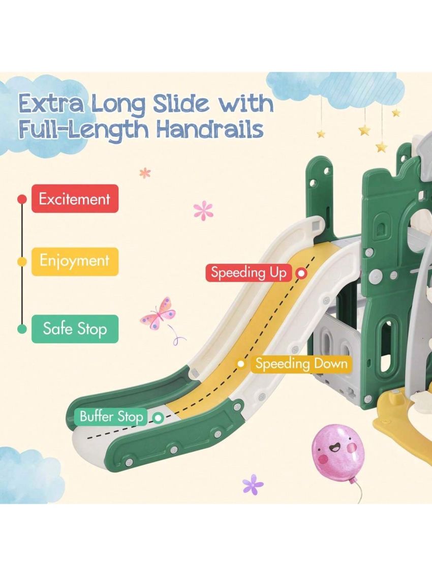 Merax Toddler Slide and Swing Set 5 in 1, Kids Playground Climber Slide Playset with Basketball Hoop Freestanding Combination for Babies Indoor & Outdoor