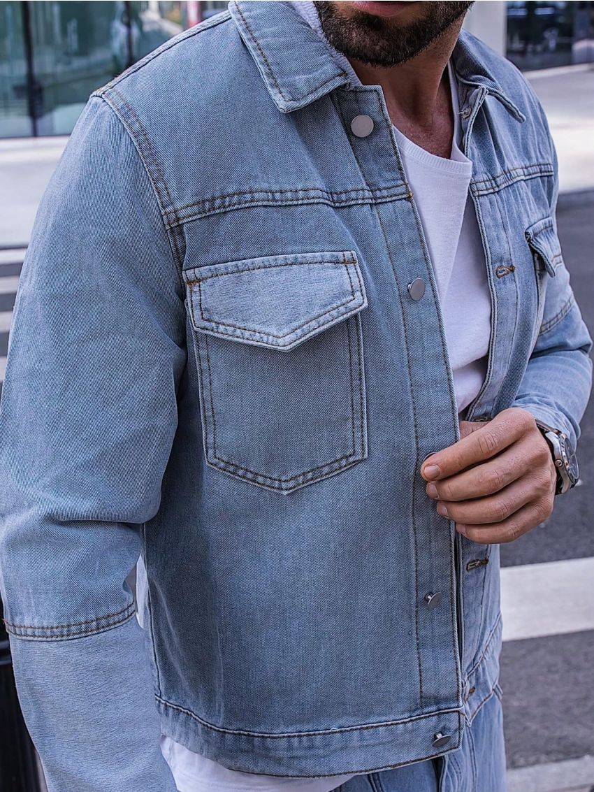 Men's Workwear Denim Jacket With Pockets