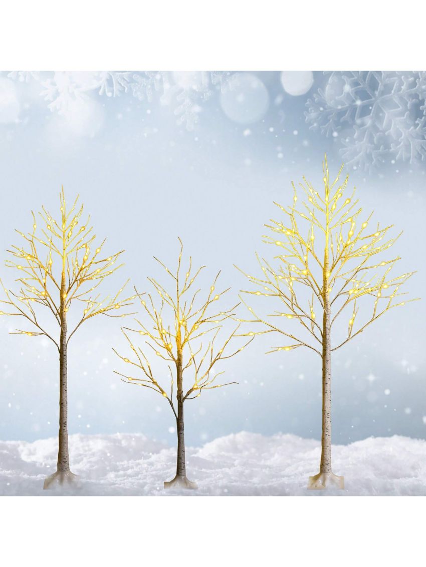 Costway 5ft Pre-lit White Twig Birch Tree for Christmas Holiday w/ 72 LED Lights
