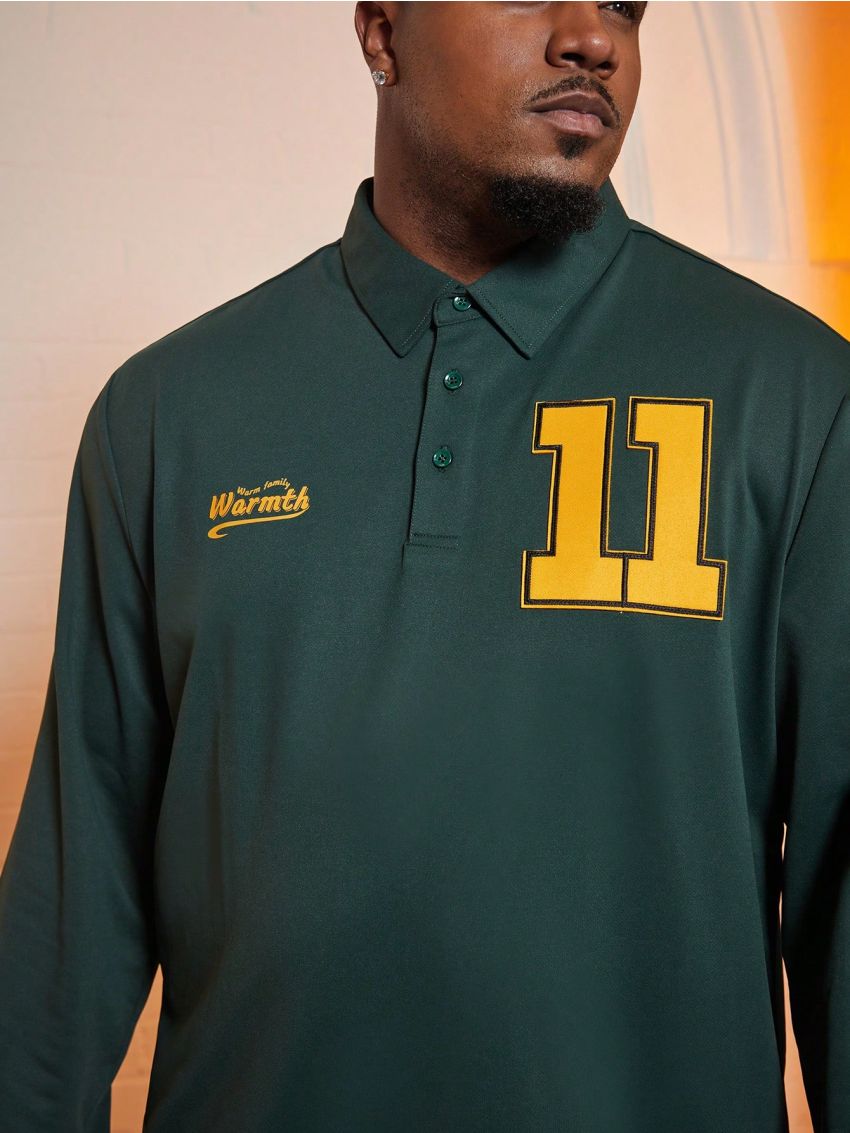 Manfinity Homme Men Plus Letter Graphic Polo Shirt