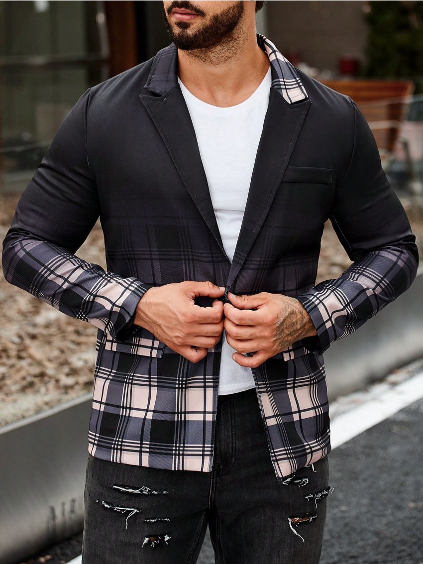Men's Gradient Plaid Suit