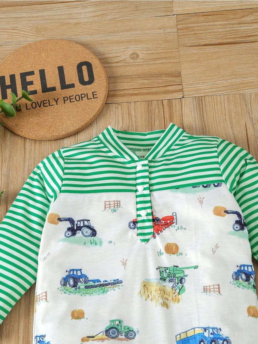 Boys' Overalls With Agricultural Vehicle Prints