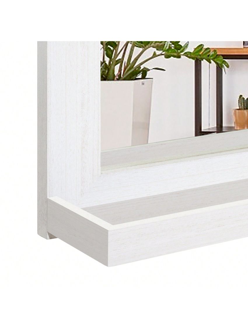 Wall Mirror with Shelf, 20 x 16 inch Farmhouse Decor Wall Mirror Hanging for Bathroom, Vanity, Bedroom, Entryway, Living Room