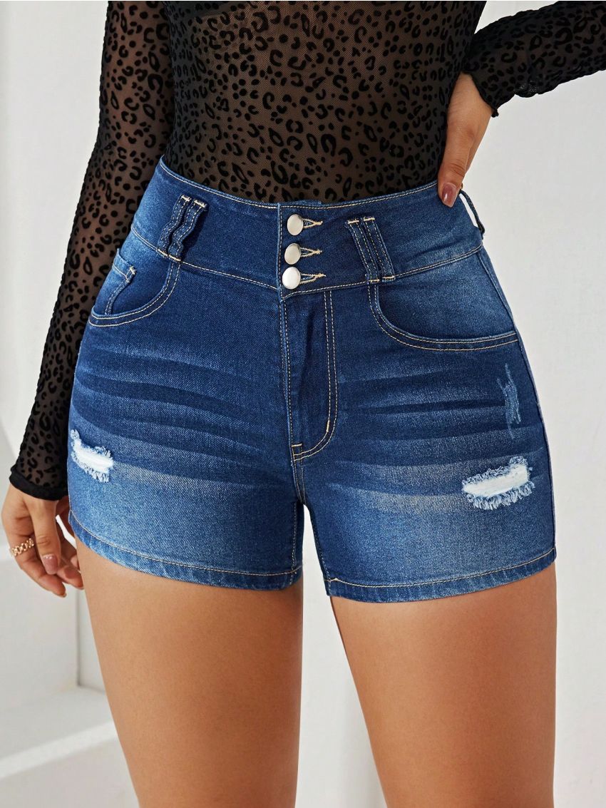 Women'S Ripped Denim Shorts