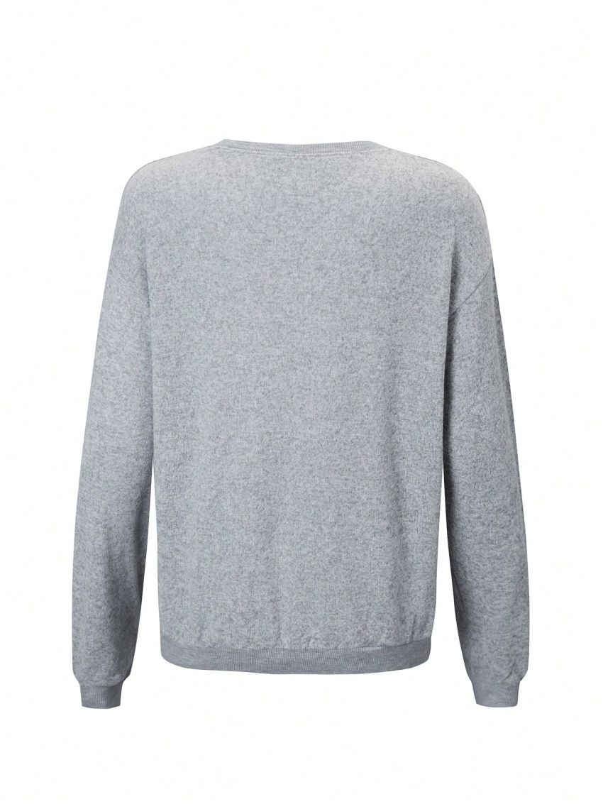 Women'S Round Neck Drop Shoulder Long Sleeve Sweatshirt