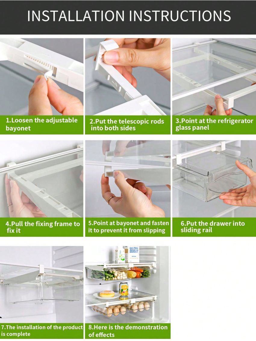 SHEIN Basic living 1Pc 1Pc Egg Holder Fridge Organizers and Storage Clear,Under Shelf Storage Drawer,Snap-on Refrigerator Storage Drawers For Eggs, Pull Out Refrigerator Egg Drawer, Storage Containers Fit For Fridge Shelf Under 0.6