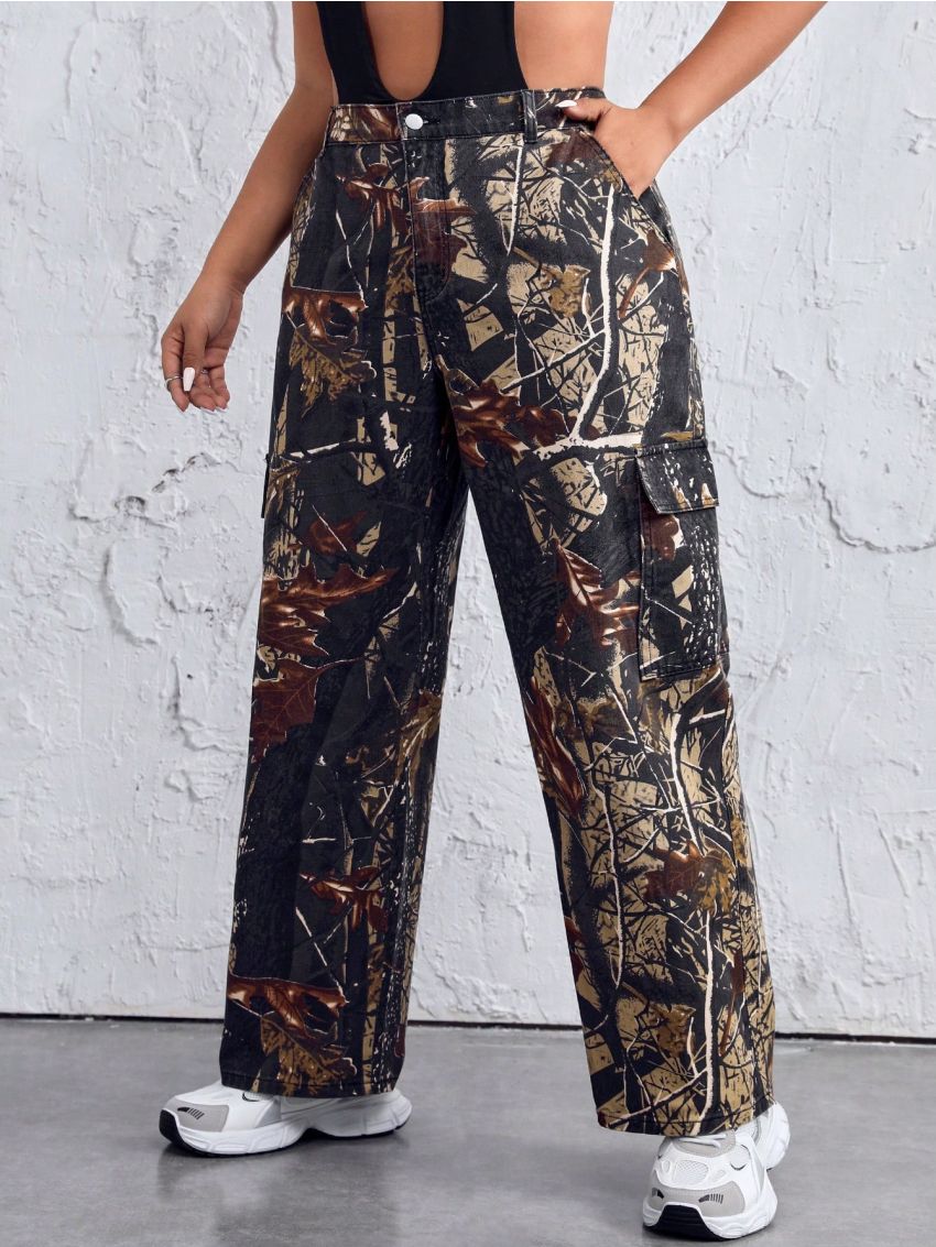 SHEIN ICON Plus Size Full Printed Denim Jeans