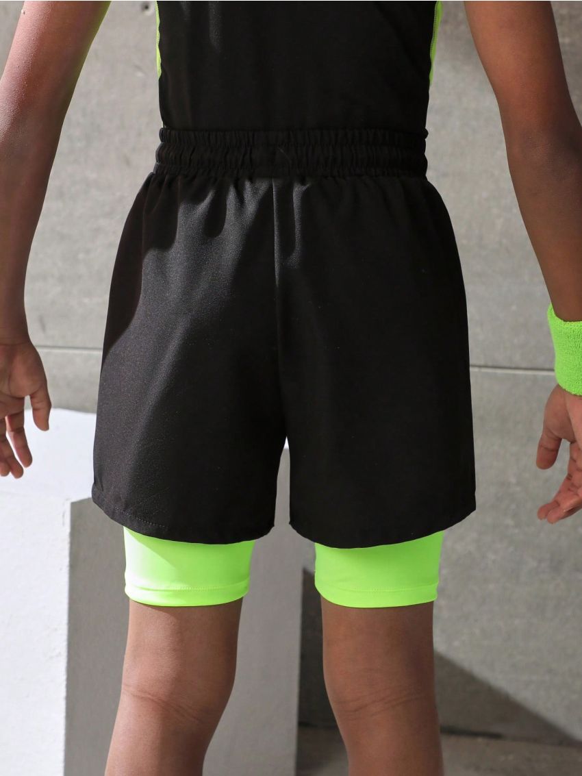 Tween Boys' 2 In 1 Drawstring Sports Shorts