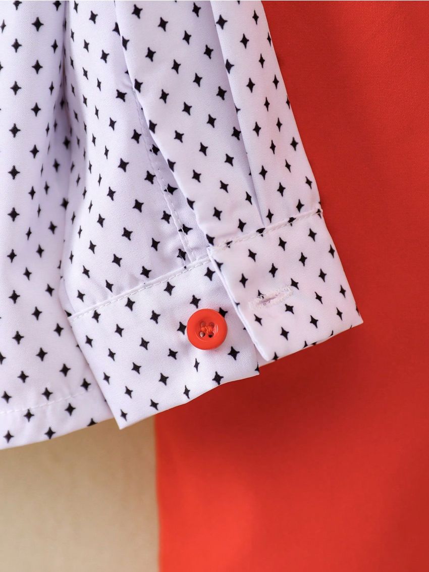 Baby Boys' Printed Long Sleeve Shirt And Casual Bib Overall Pants Set