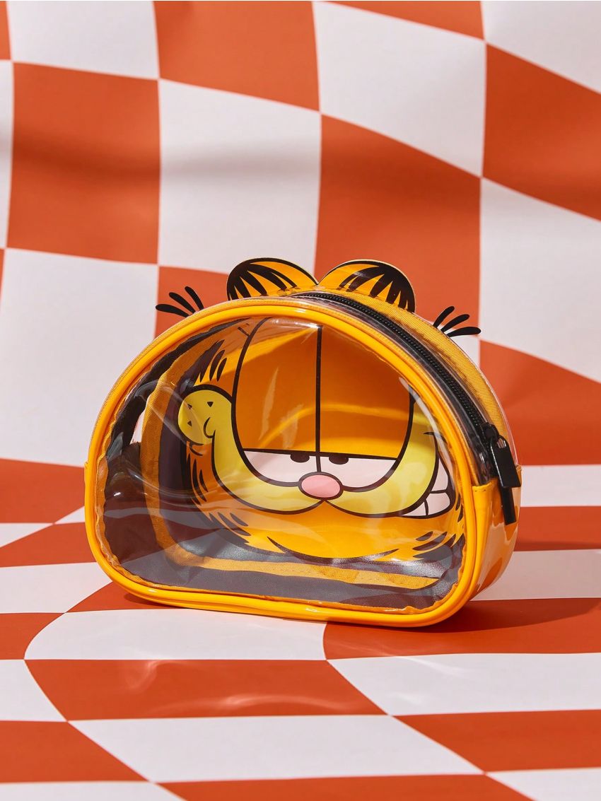 GARFIELD X SHEIN Yellow Irregular Shaped Cartoon Graphic Portable Cosmetic Bag