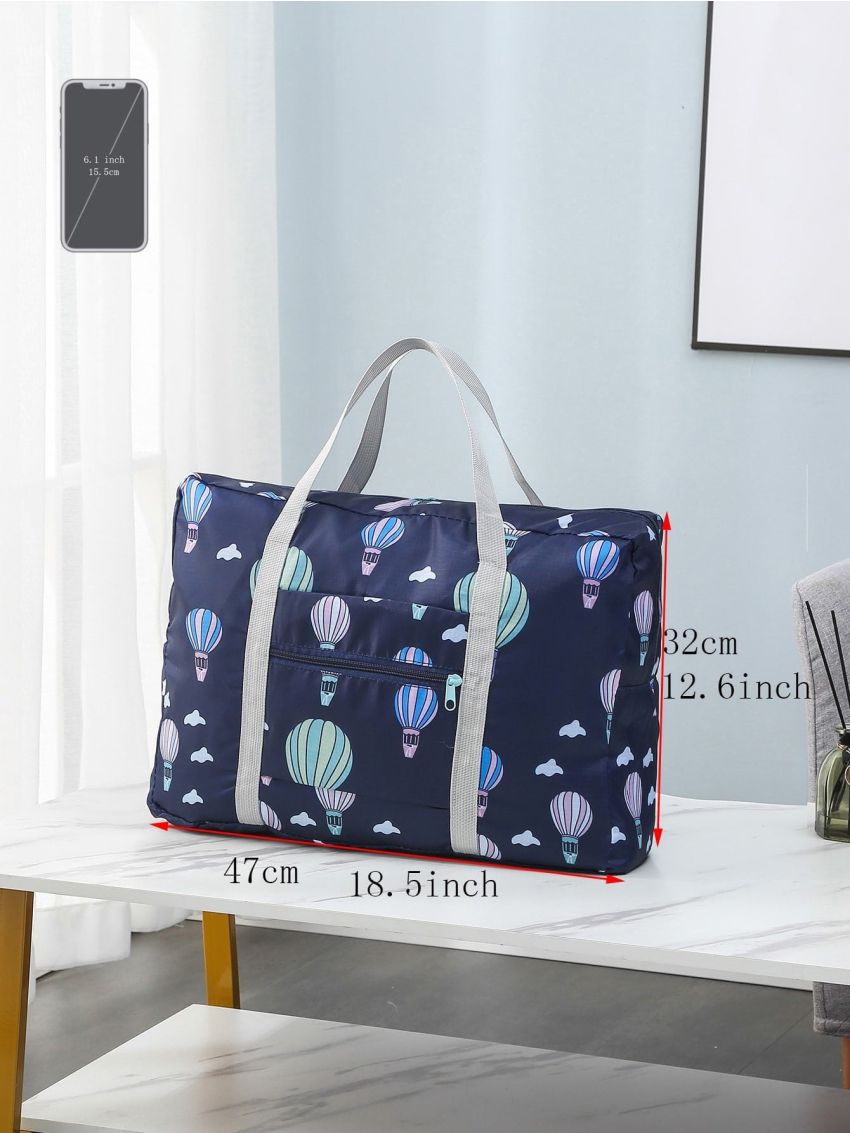 1pc Cartoon Graphic Travel Storage Bag, Portable Large Cute Clothing Packing Bag For Travel