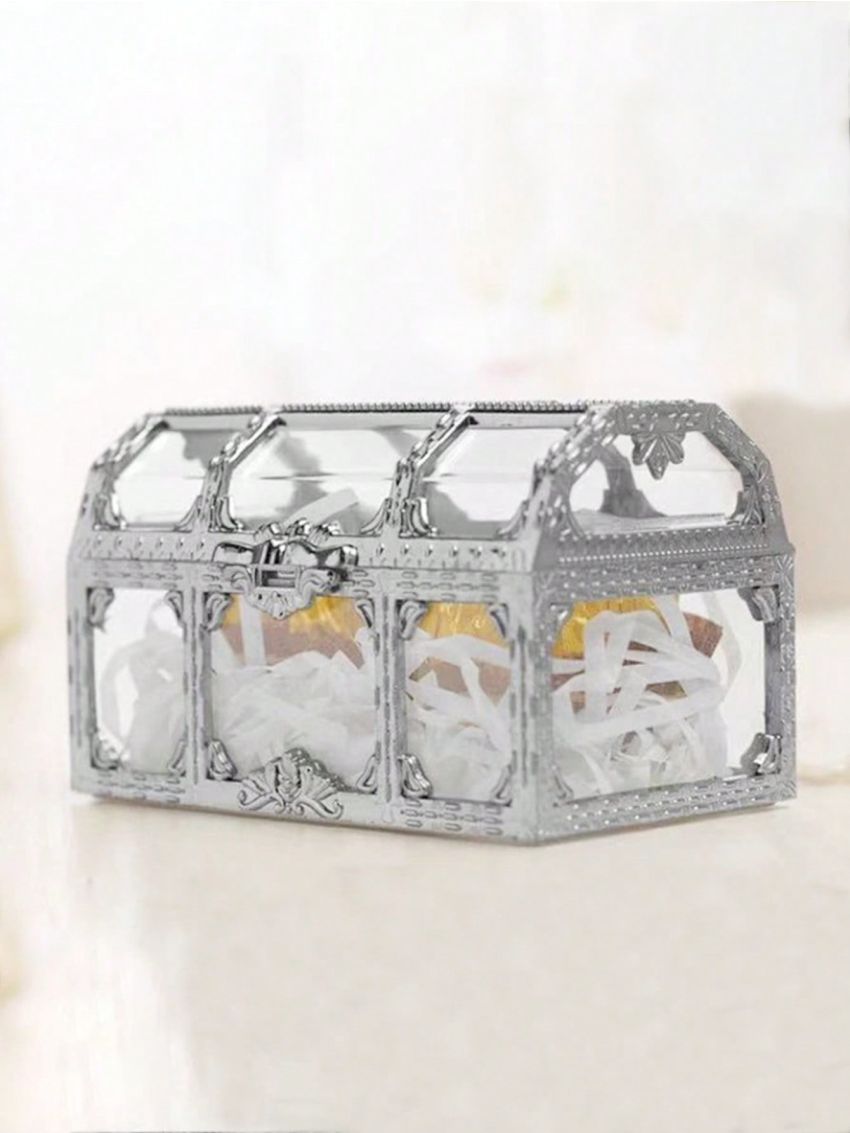 1pc Fashion Vintage Treasure Chest Ring Necklace Earrings Jewelry Box Coin Storage Box Chocolate Candy Food Box Christmas New Year Gift Wedding Accessories