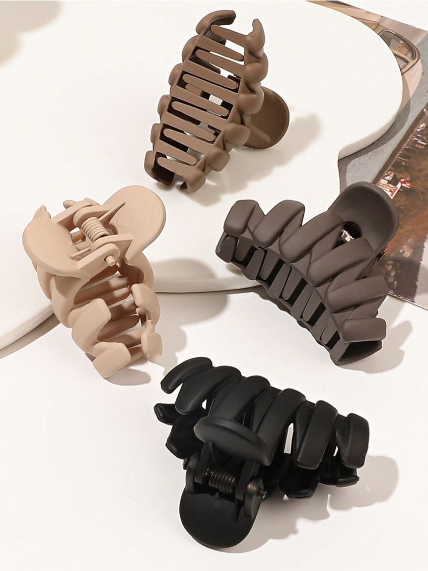 5pcs/set 4cm Coffee Matte Wave Hair Claw Clips