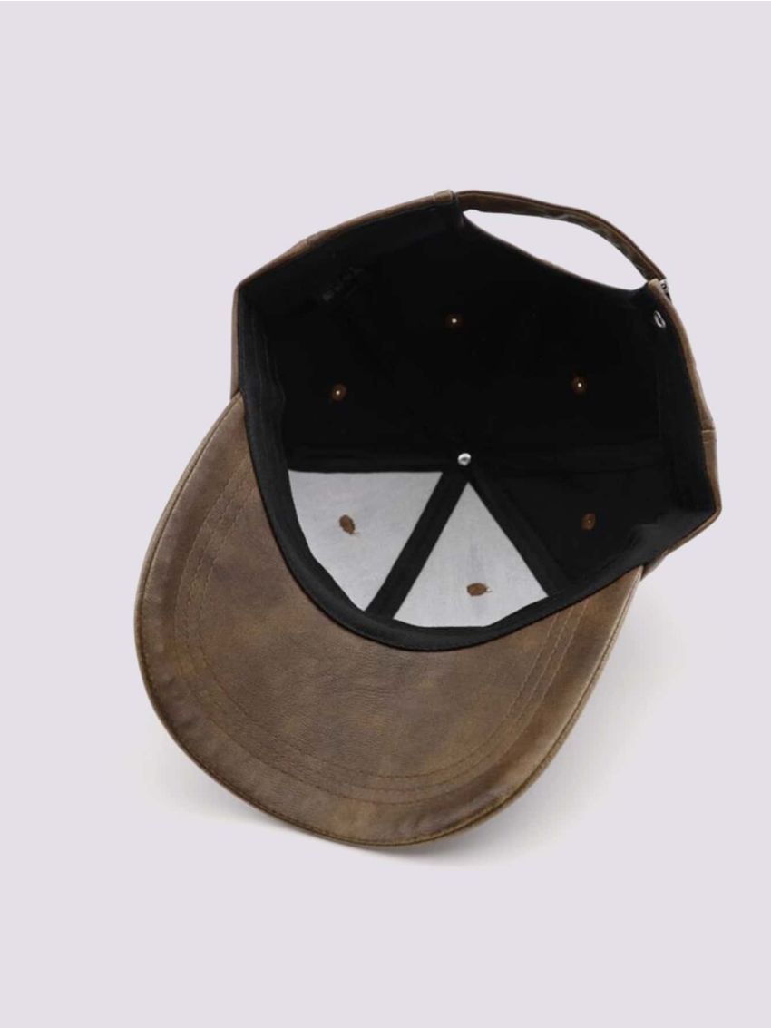 1pc Ladies' Vintage Style Distressed Solid Color Leather Duckbill Beret Cap For Daily, Streetwear, Travel, All Seasons