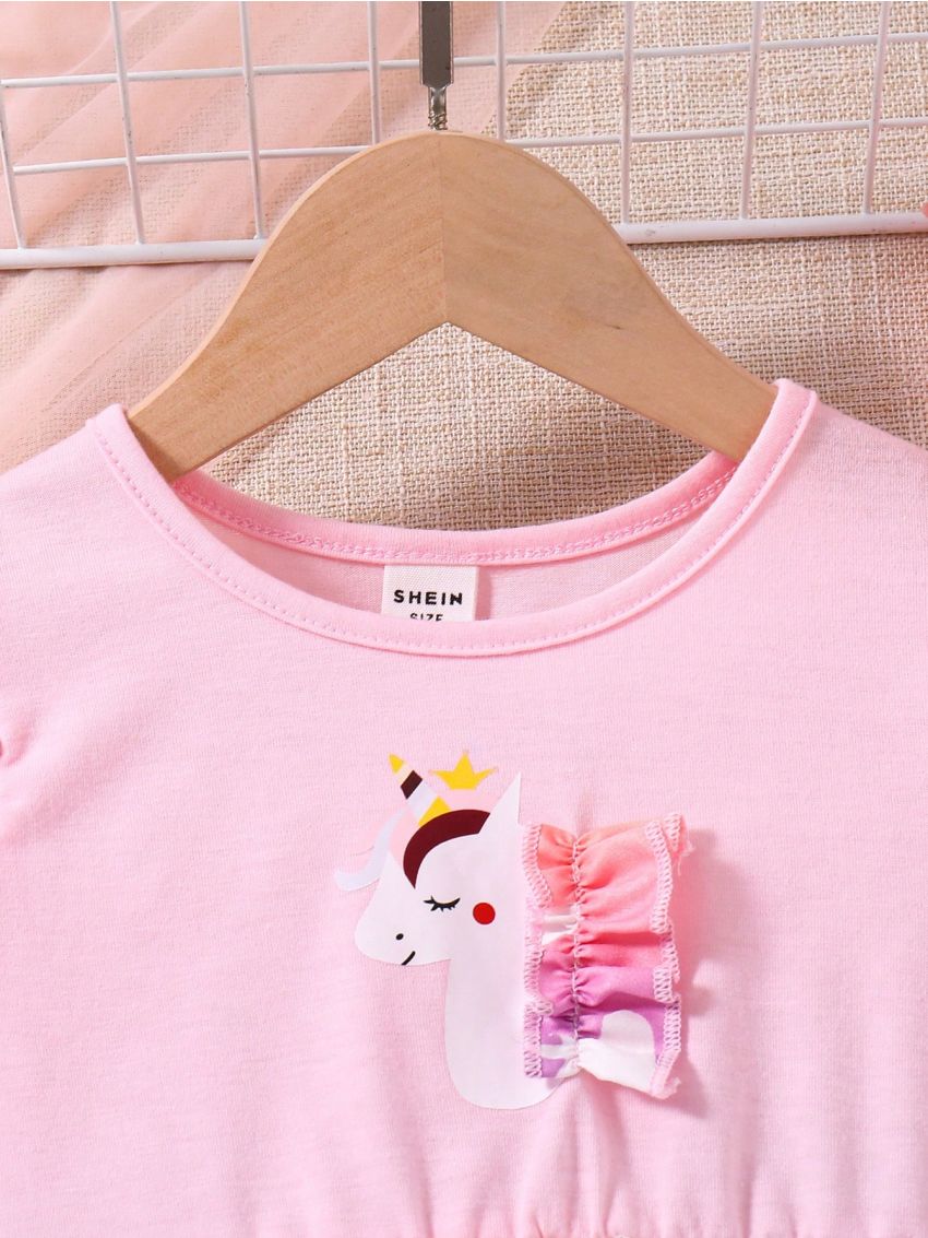 SHEIN Kids QTFun Toddler Girls' Cute Dreamy Mesh Bubble Dress