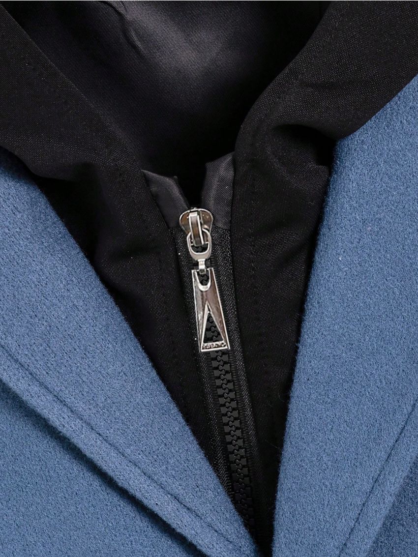 SHEIN Boys (Small) Contrast Color Hooded Woolen Jacket