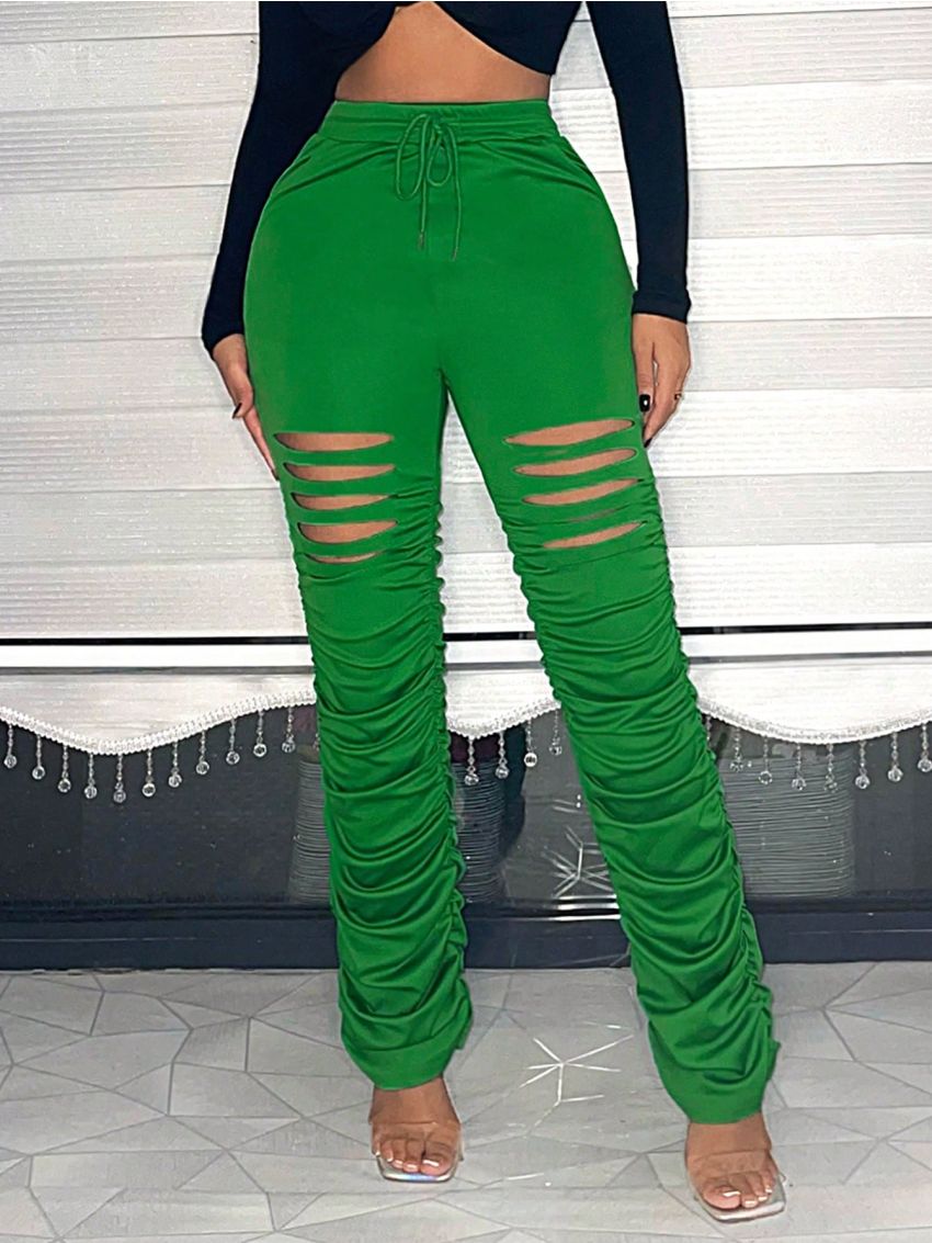 SHEIN SXY Solid Color Stacked Hollow Sweatpants