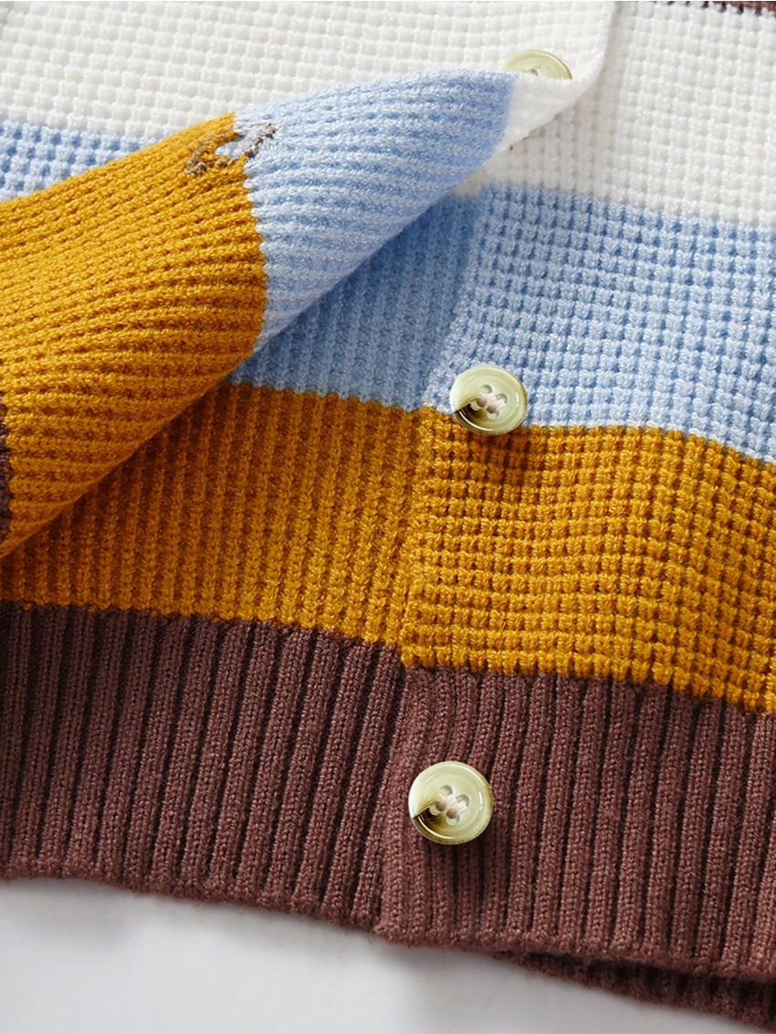 Baby Boy Striped Long Sleeve Round Neck Cardigan