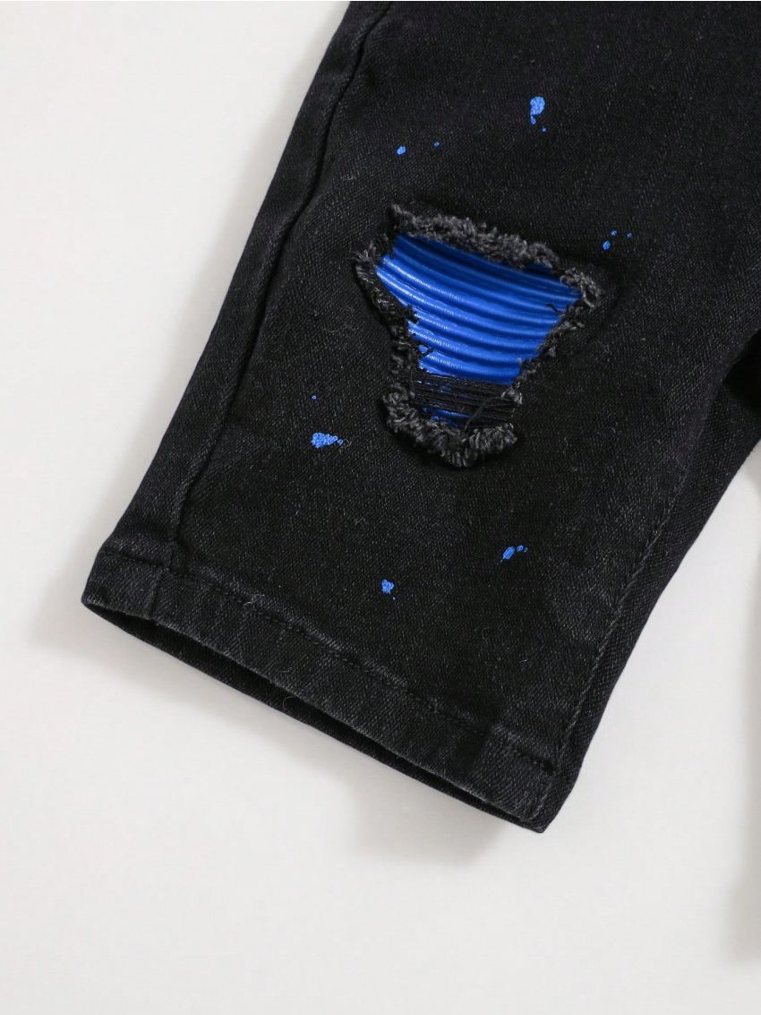 SHEIN Little Boys' Distressed Denim Shorts