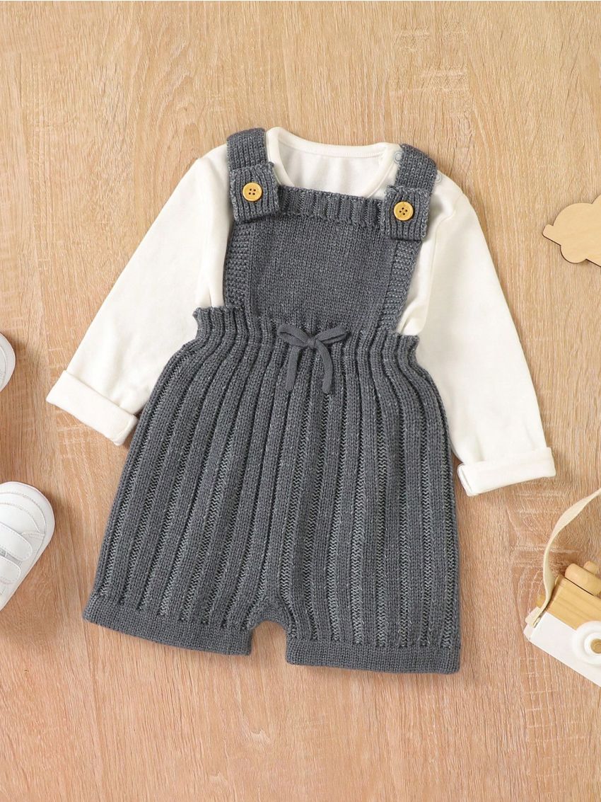 Baby Girls' Button-up Sweater Jumpsuit Romper