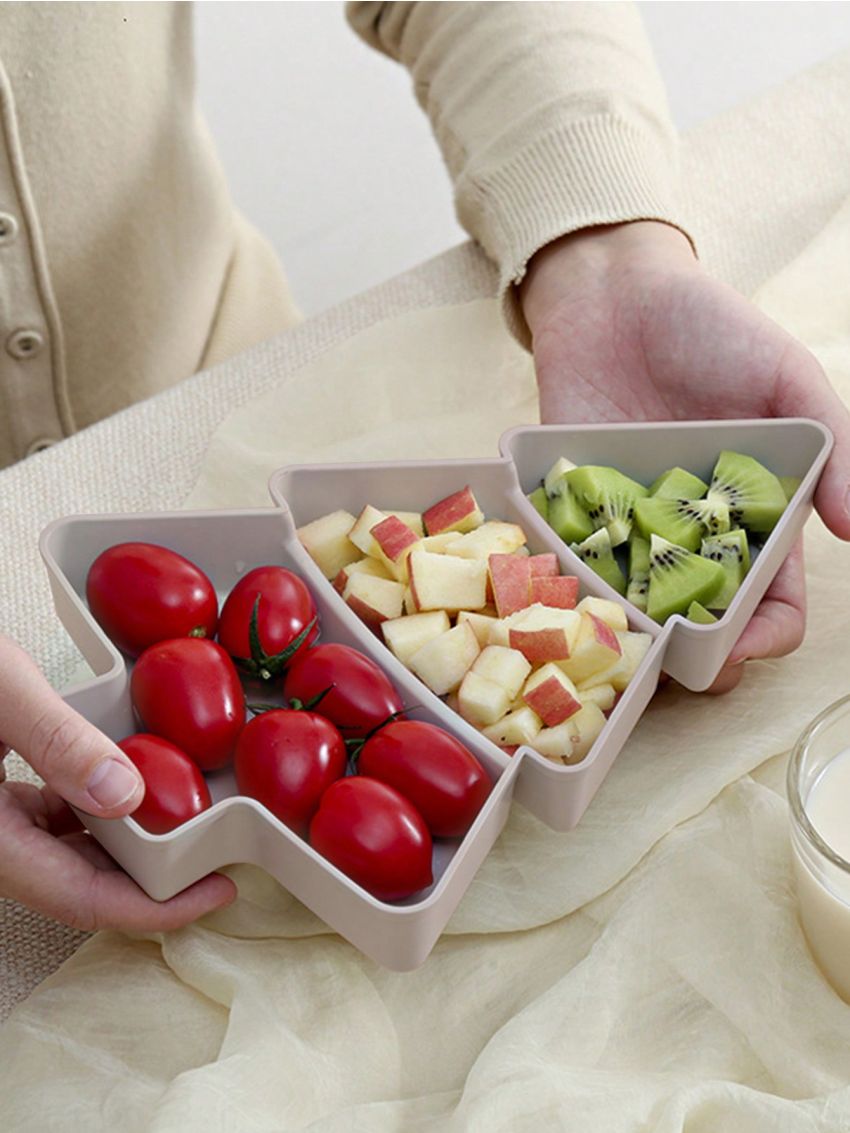 1pc Plastic Creative Christmas Tree Shaped Snack & Fruit Plate For Home Decoration