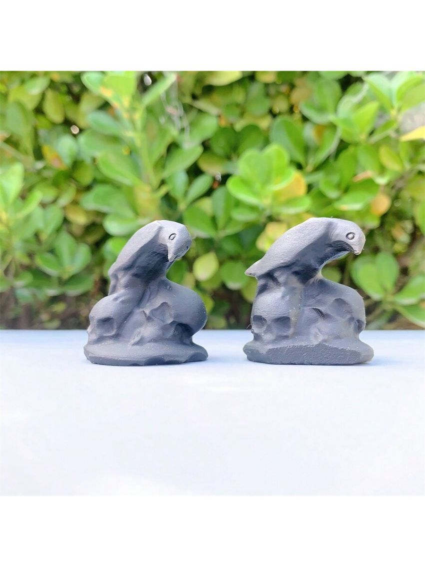 1pc Natural Obsidian Carved Raven Skull Ornament For Halloween Decoration(random Pattern)